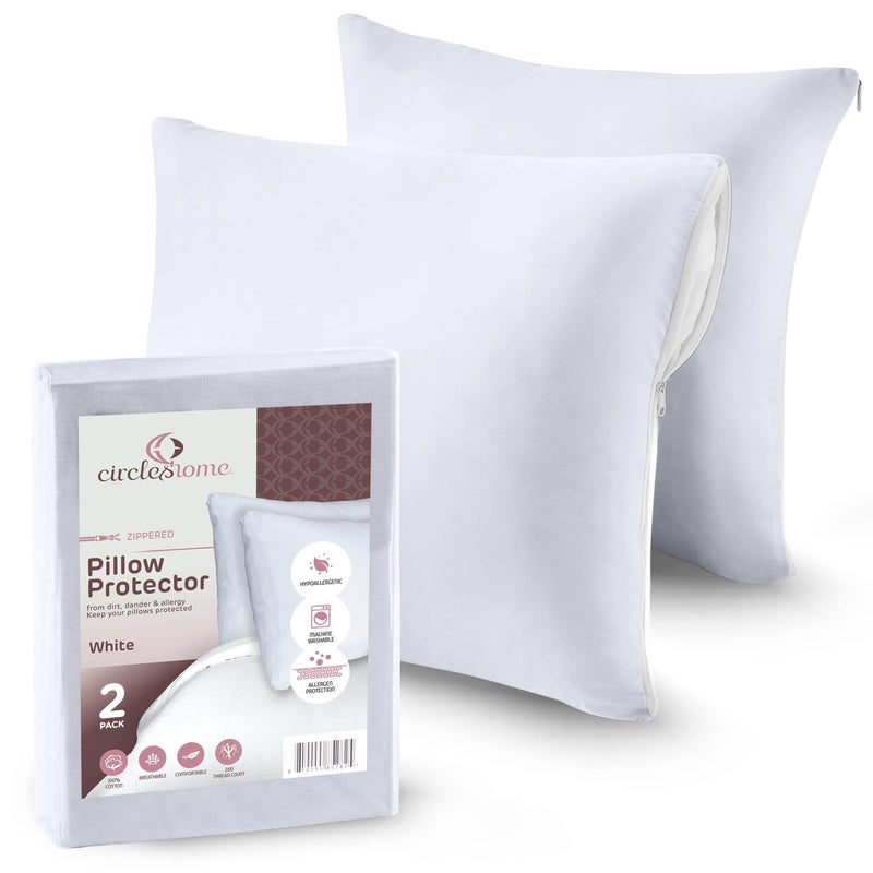 CIRCLESHOME European Pillow Protectors - 100% Cotton Breathable Pillowcases - 26 X 26 Square Pillowcases - Protects Pillows from Dirt, Dust and Debri (European- 2 Pack- 26x26) - Image 2